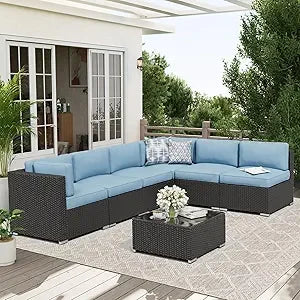 Outdoor Patio Sofa Set Rattan Wicker With Glass Top Table