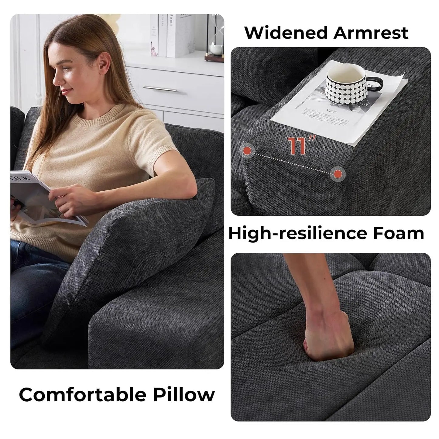 Cloud Modular Sectional Couch Chenille L Shaped Sofa Chaise