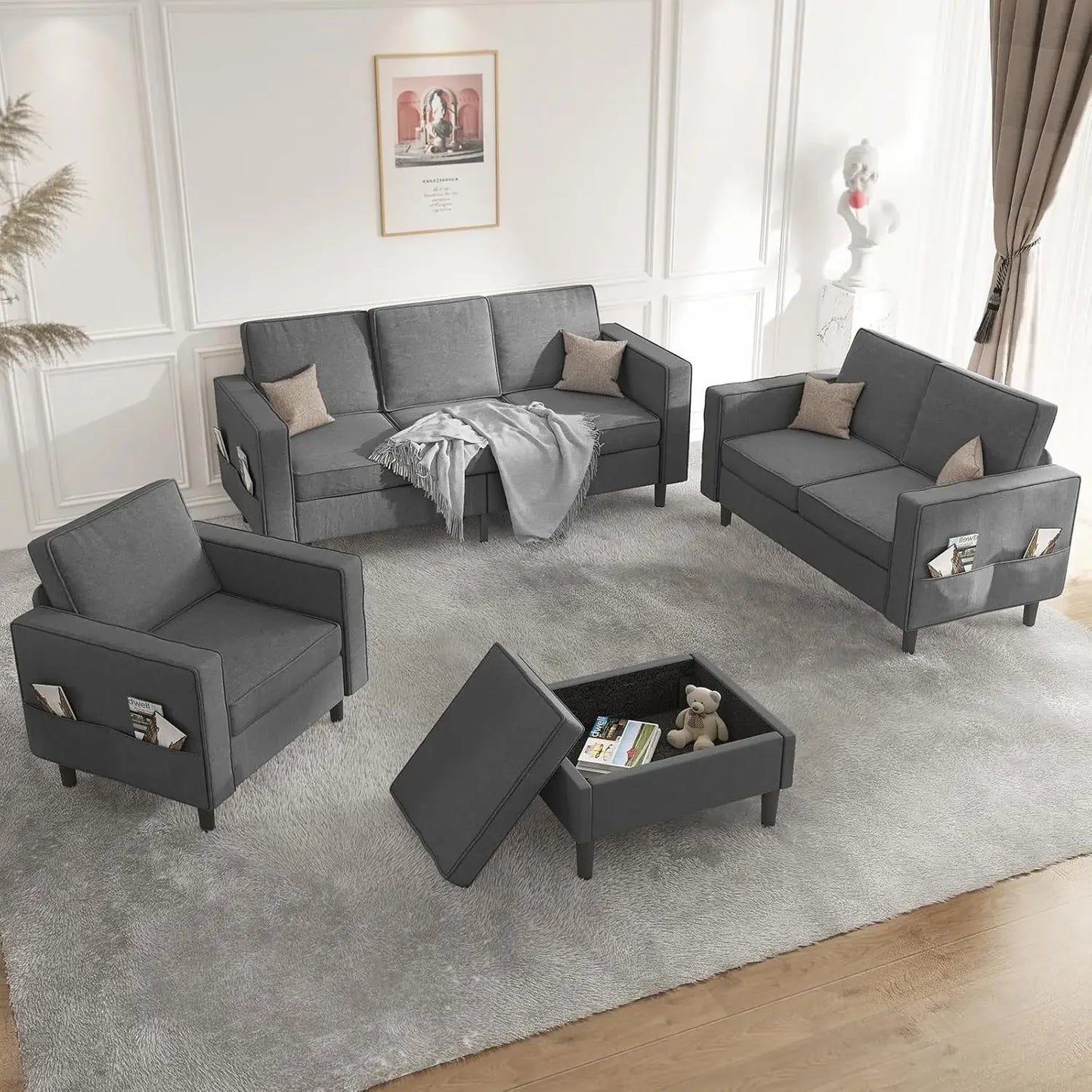 L Shaped Sectional Sofa Set Modern Living Room Furniture