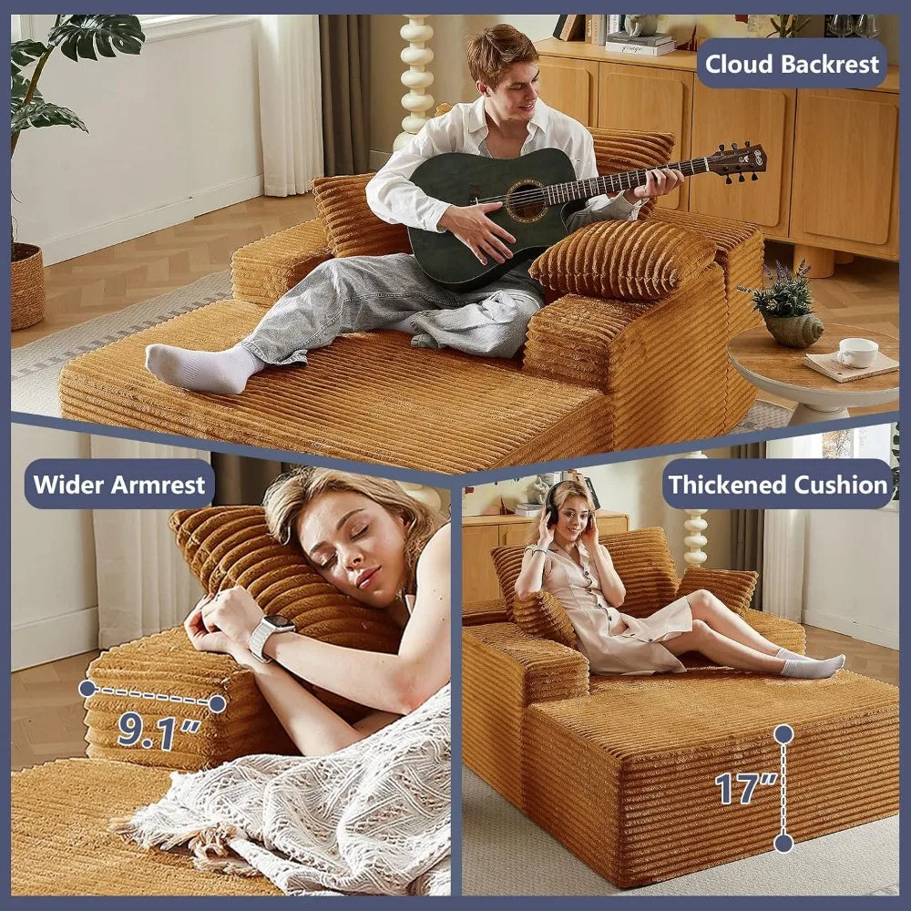 Oversized Chaise Lounge Chair Indoor Modern Upholstered Sofa Bed