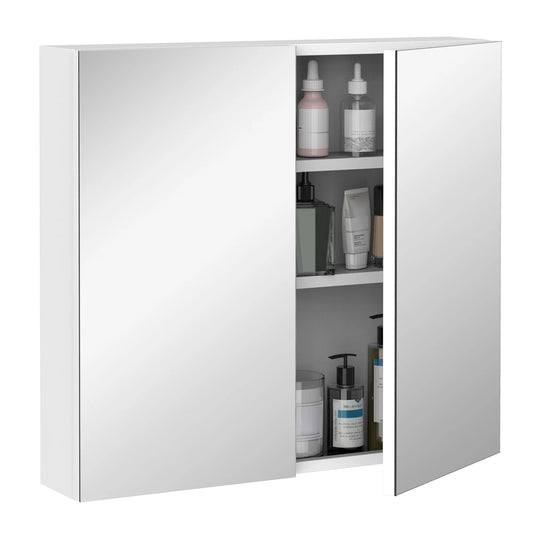 Kleankin Bathroom Mirrored Cabinet Wall Mounted Medicine Cabinet With Doors