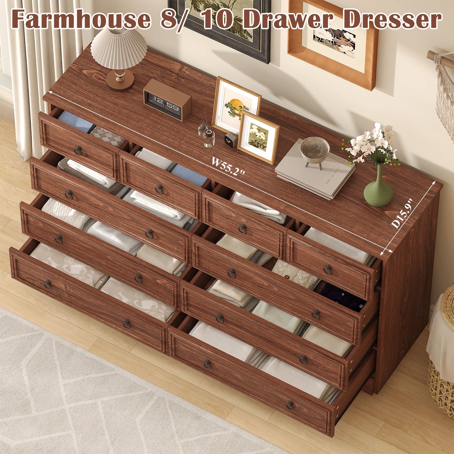 BIGBIGLIFE Mid Century Modern Wood Dresser Storage Chest Bedroom
