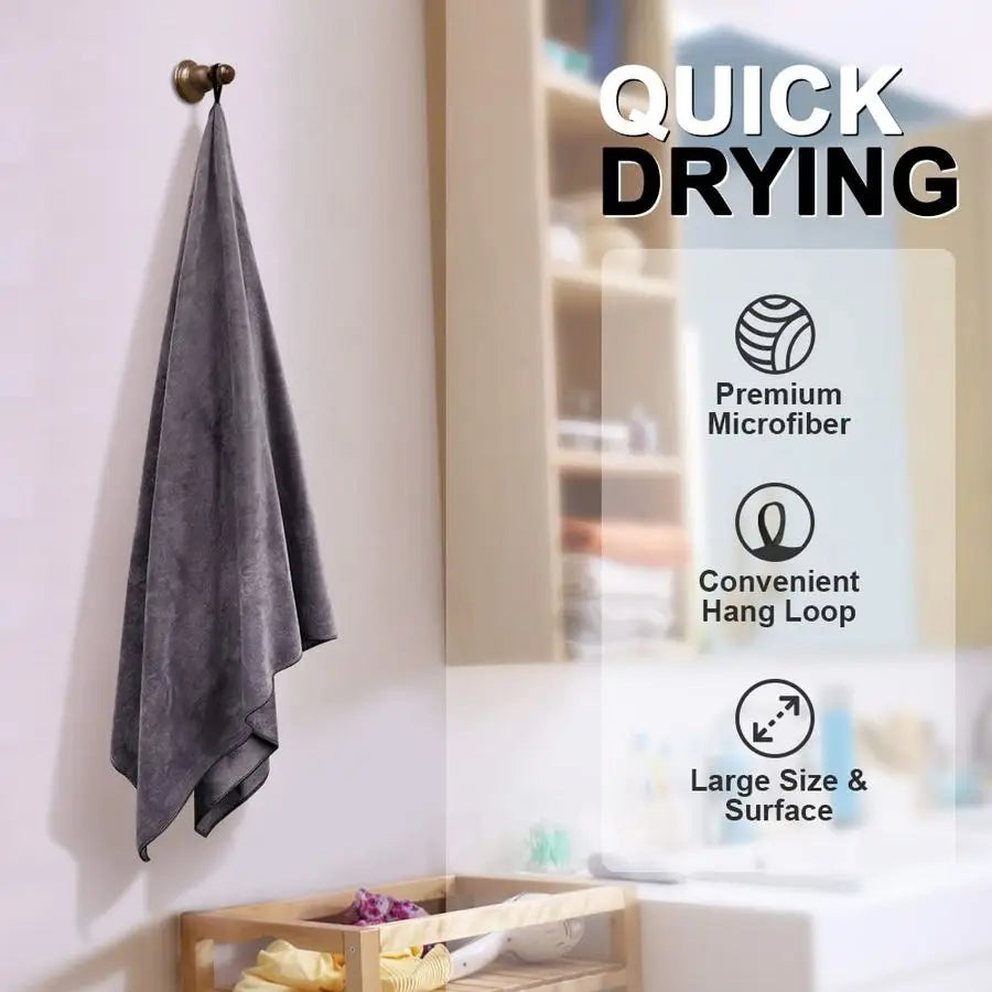 Bath Towel Pack Of 4 Highly Absorbent Microfiber Towels Quick Drying