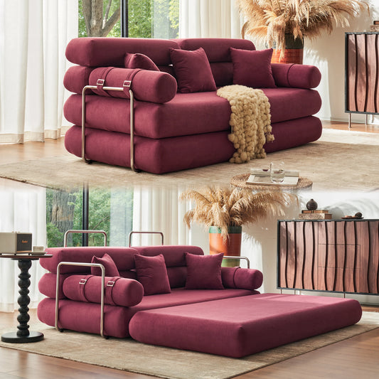 Convertible Sleeper Sofa Bed Floor Couch With Rounded Armrests