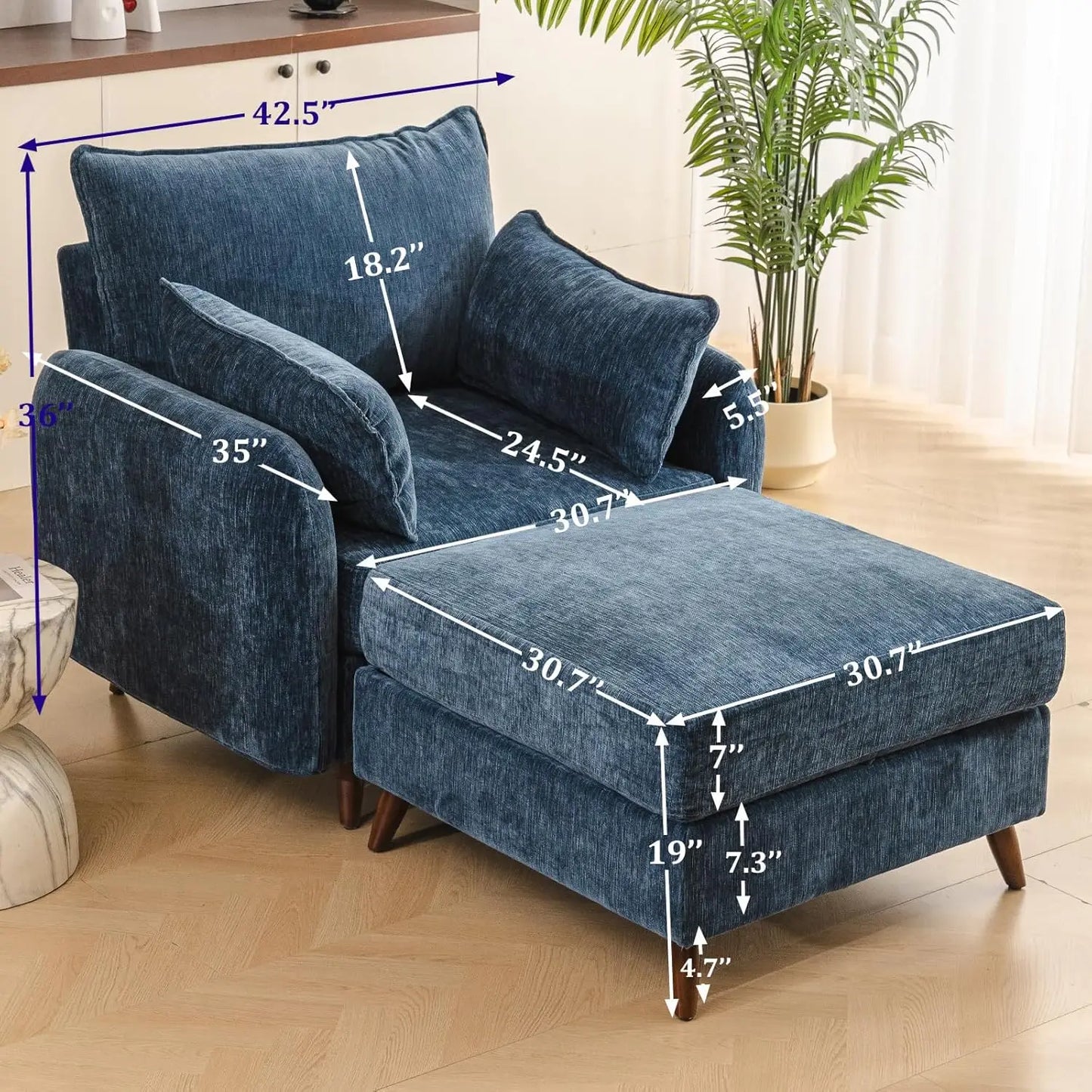 MOYU Accent Chair With Ottoman Storage Living Room
