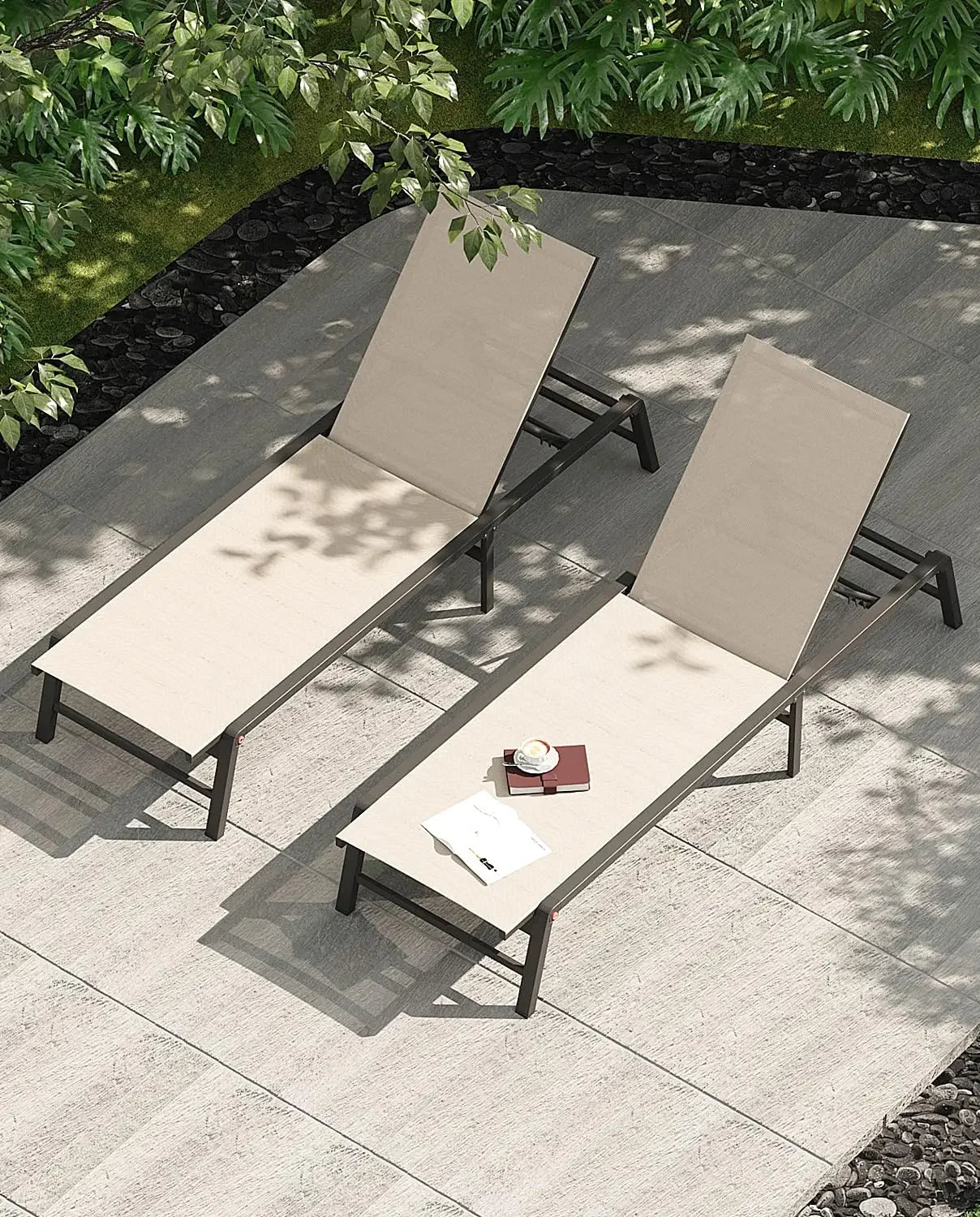 Aluminum Chaise Lounge Chair Outdoor Foldable Patio Lounger