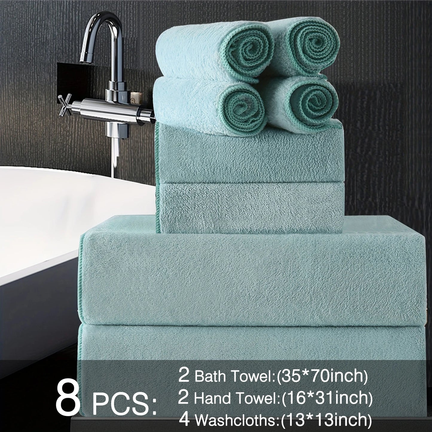 Belista Bath Towels Set 100 Percent Polyester Absorbent Machine Washable