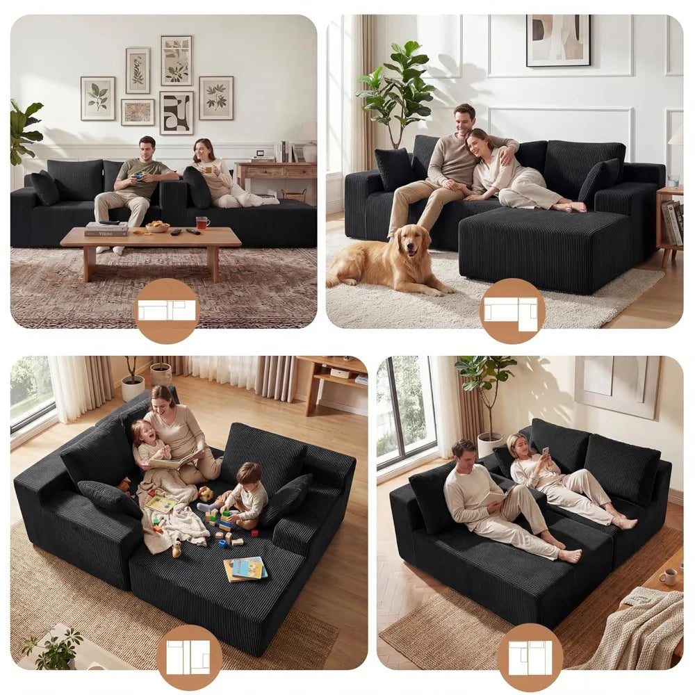 Combination Modular Sectional Sofa L Shaped Chaise Memory Foam