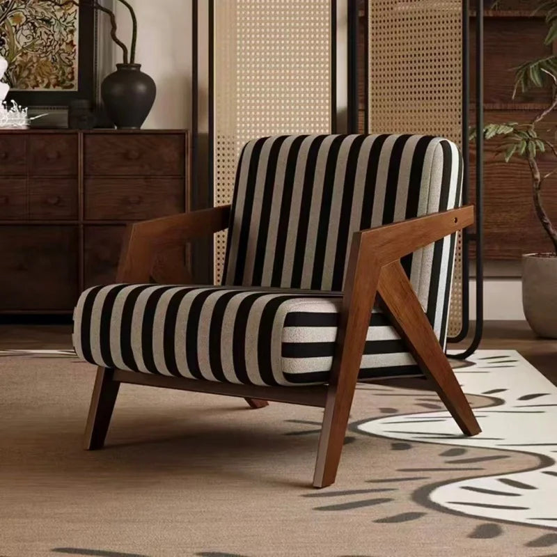 Wooden Frame Fabric Armchair Single Seat Lounge Chair