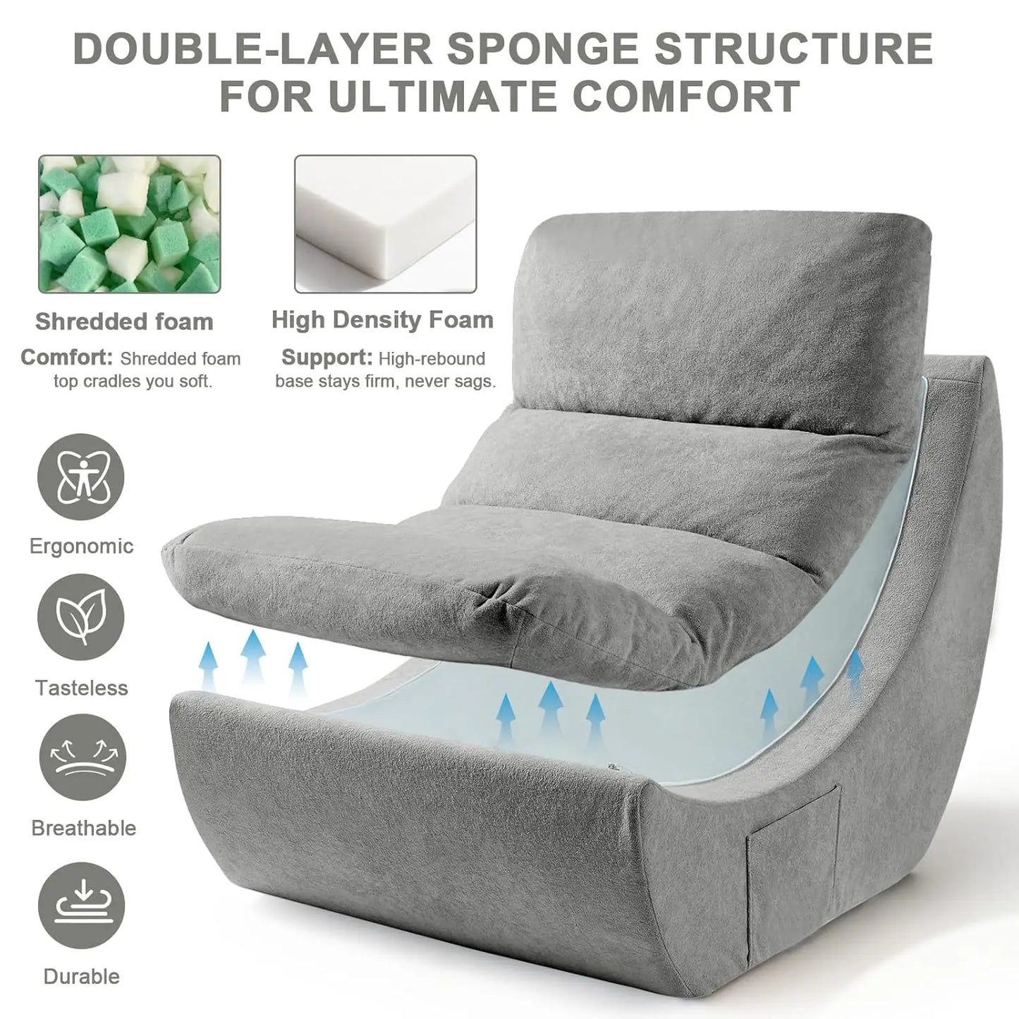 HUANZHUANG Comfy Reading Chair For Adults Modular Bean Bag Chair
