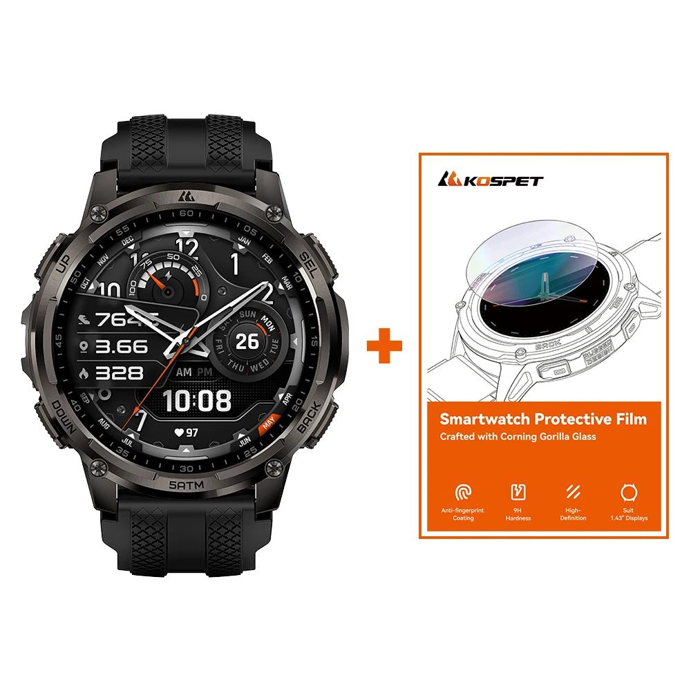 Kospe Tank T4C Smartwatch Men's Outdoor Rugged Dual-Band GPS Waterproof