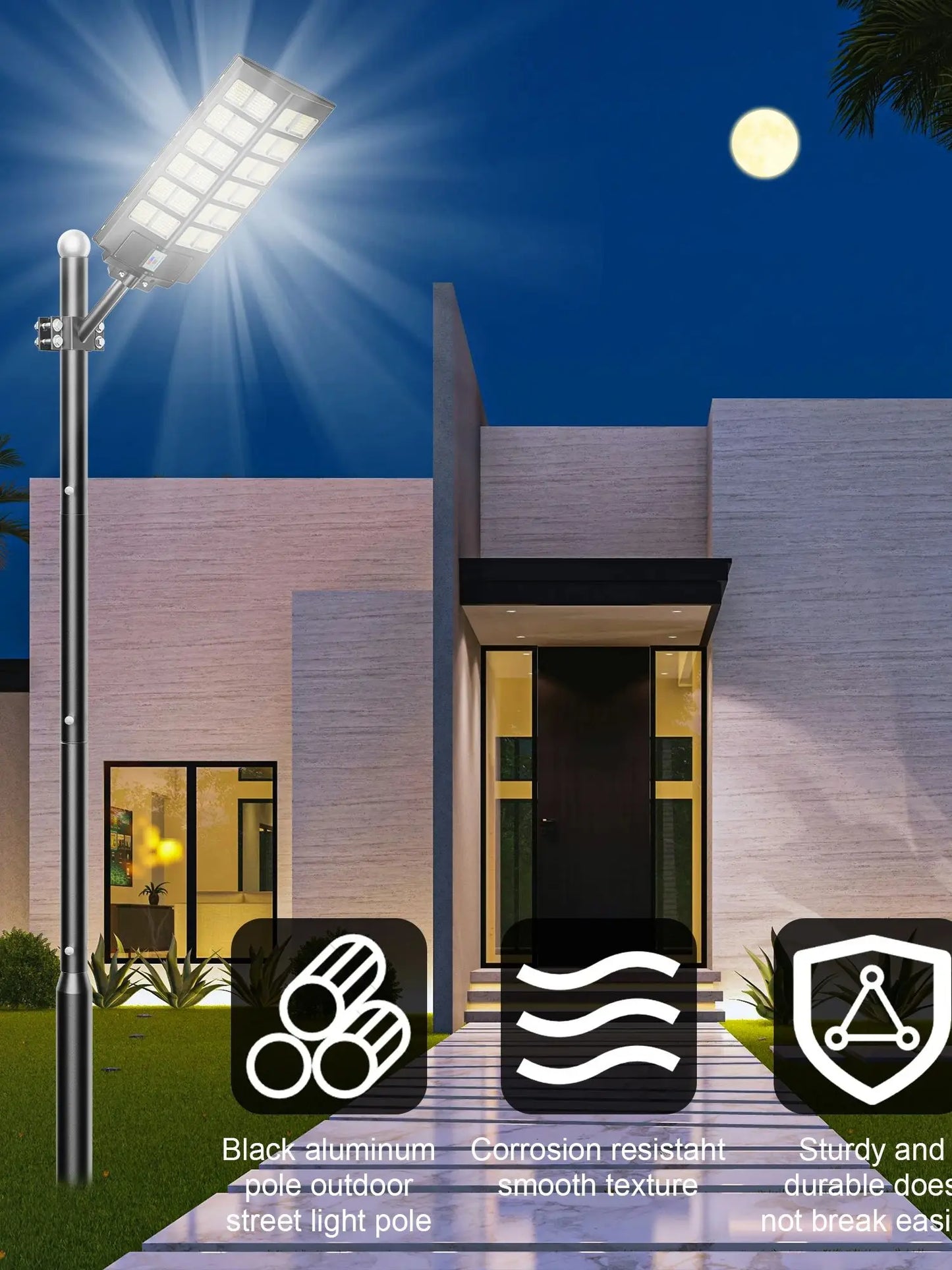 6000W Solar Street Lights 2-Pack With Motion Sensor And Remote