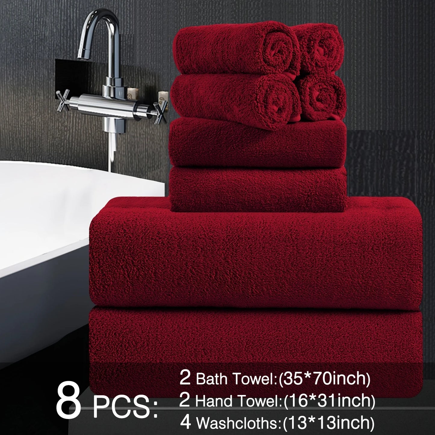 Belista Bath Towels Set 100 Percent Polyester Absorbent Machine Washable