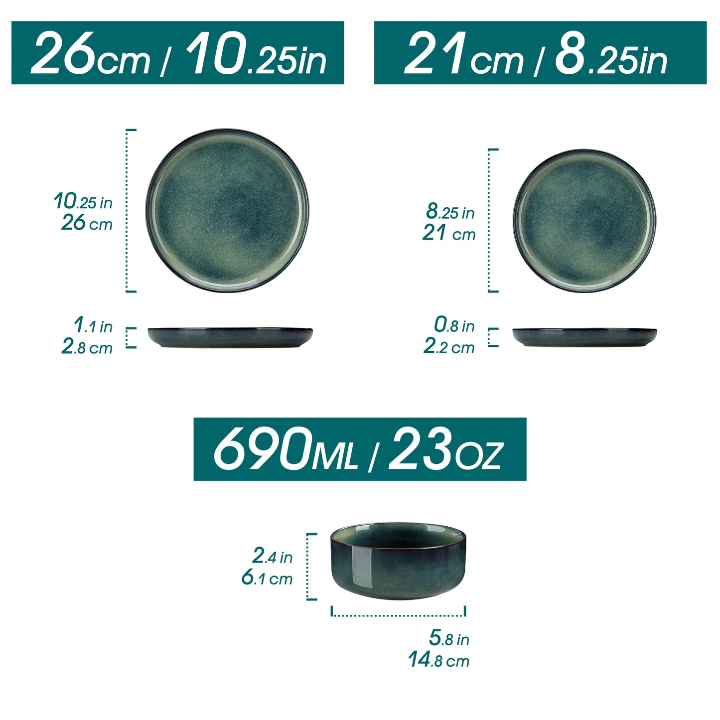 Malacasa Dinnerware Set Stoneware Scratch Resistant Reactive Glaze
