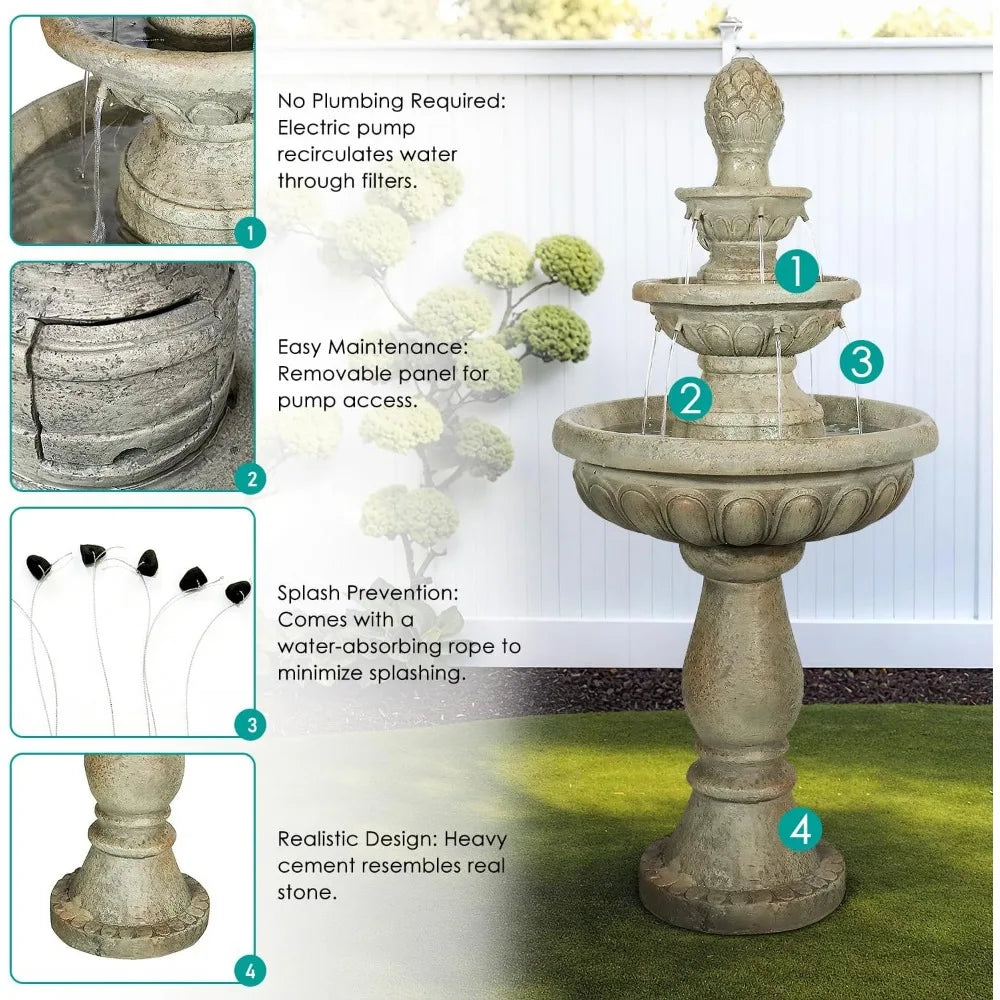 Sunjet Concrete Outdoor Water Fountain Garden Patio