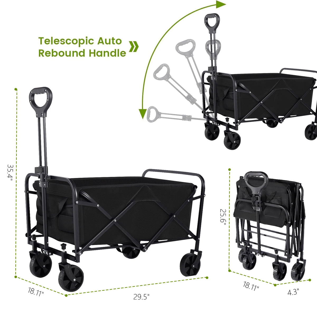 Heavy Duty Foldable Steel Wagon Cart With All Terrain Wheels