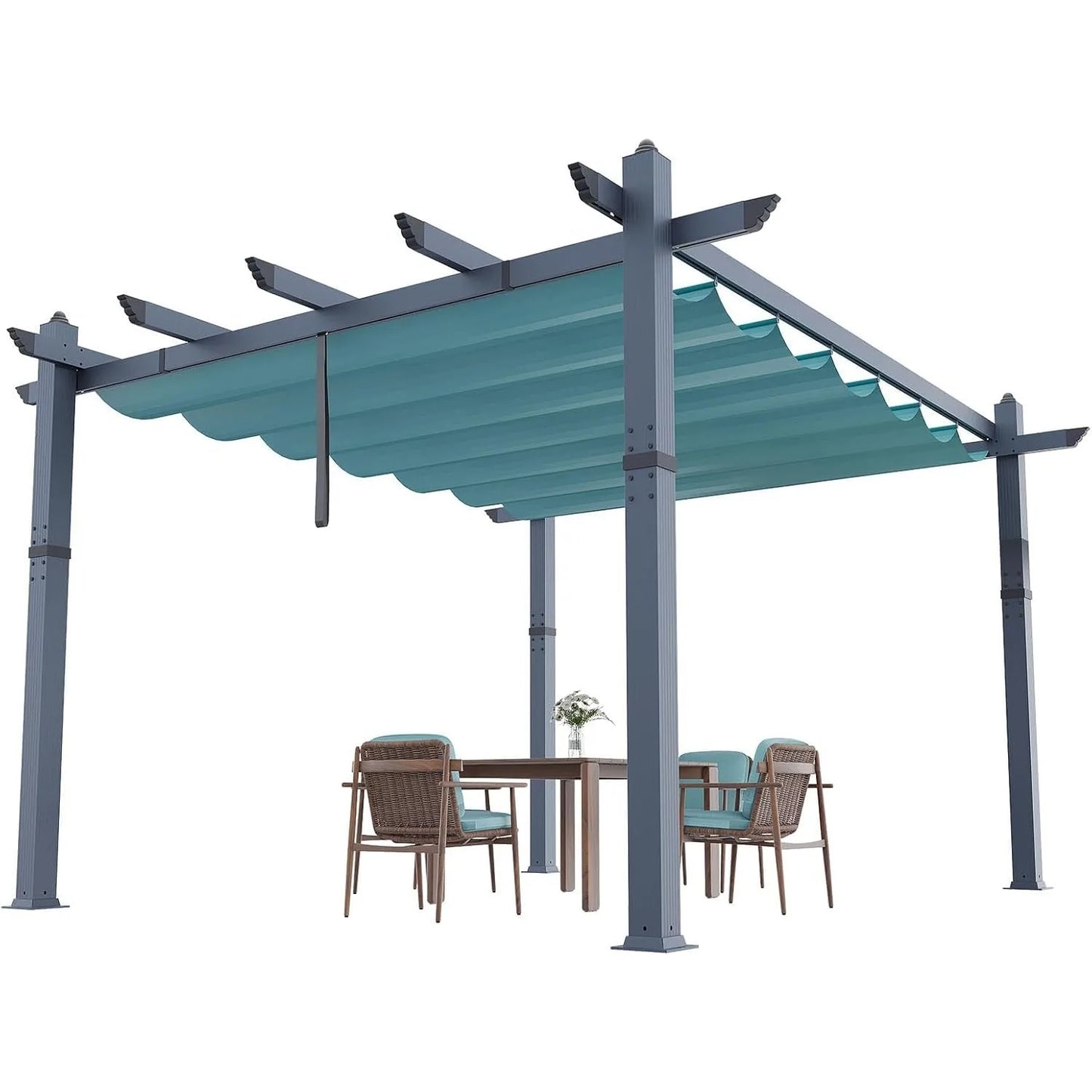 Aluminum Pergola Trellis With Retractable Canopy Outdoor Shade