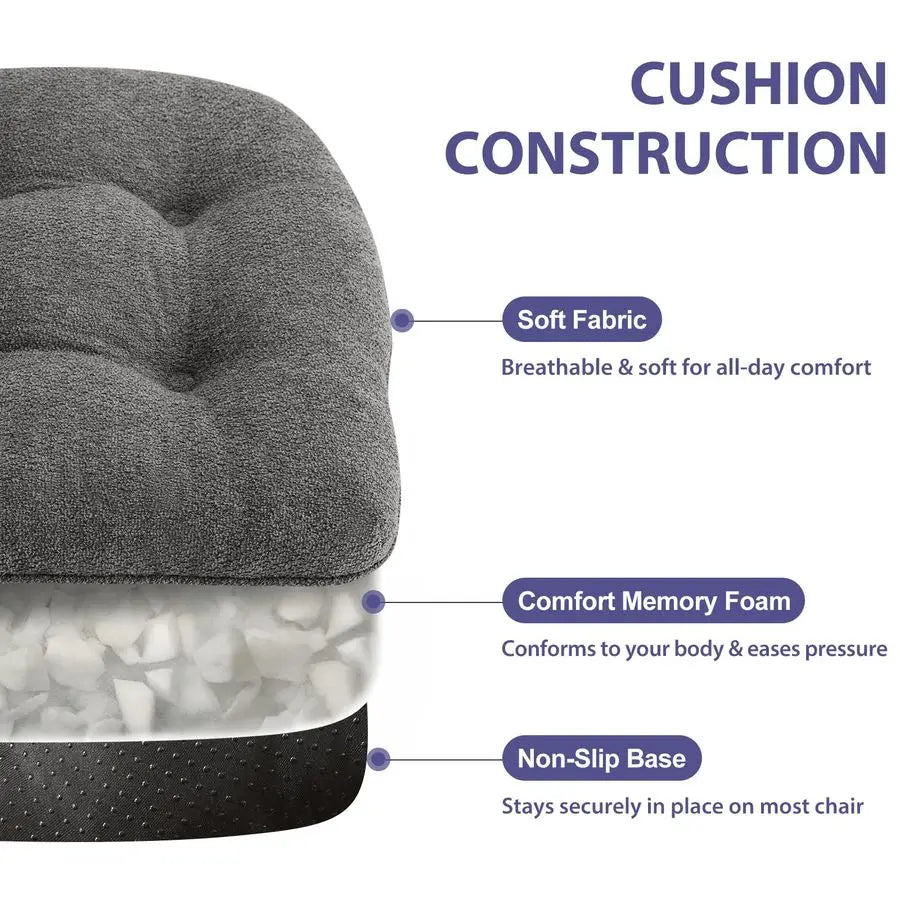 Chair Cushions Set Of 4 Memory Foam Tufted With Ties