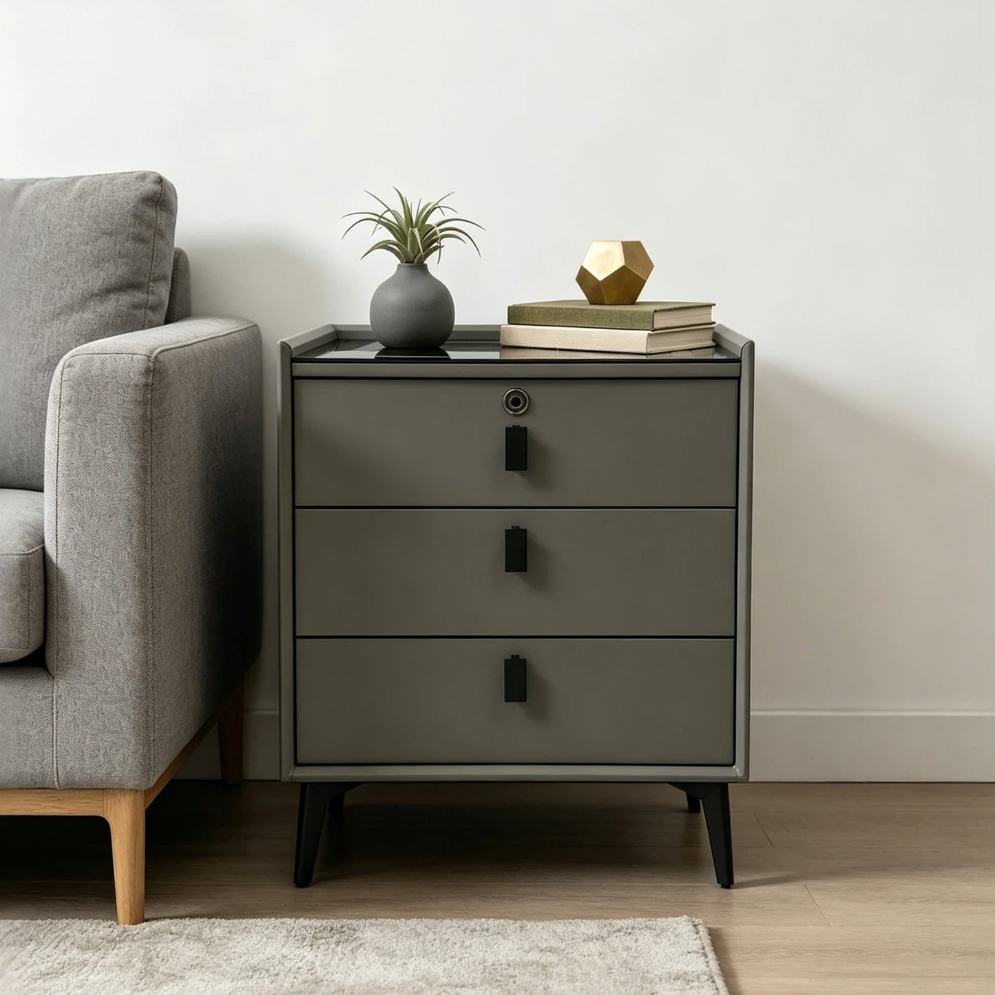 Bymaocar Smart Nightstand With Fingerprint Lock And Wireless Charging