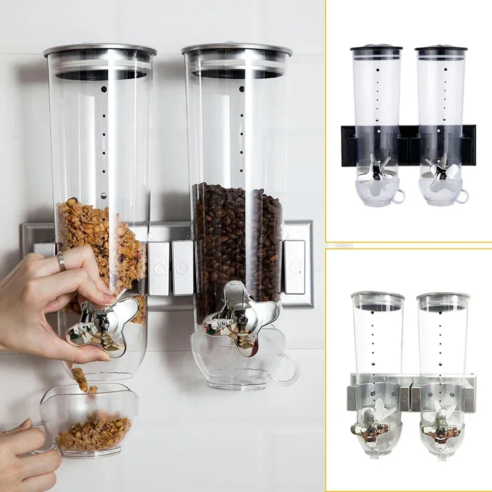 Dual Control Wall Mount Cereal Dispenser For Nuts Coffee Beans