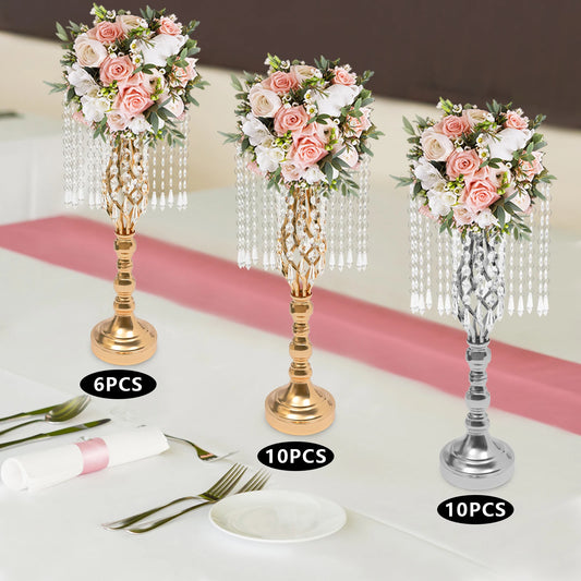 Crystal Flower Stand Wedding Centerpiece Holder Iron Vase