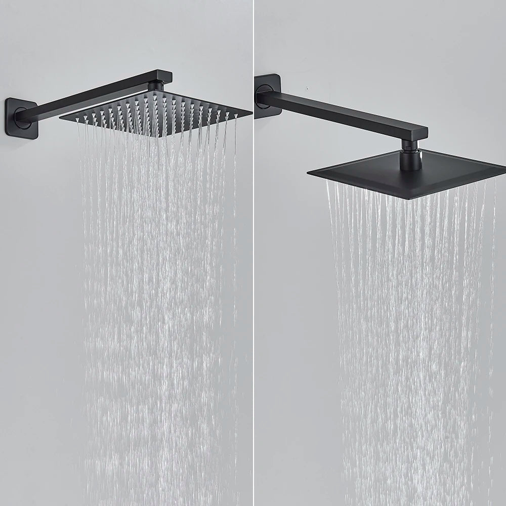 Poiqihy Wall Mounted Rainfall Shower Faucet Set With Single Handle