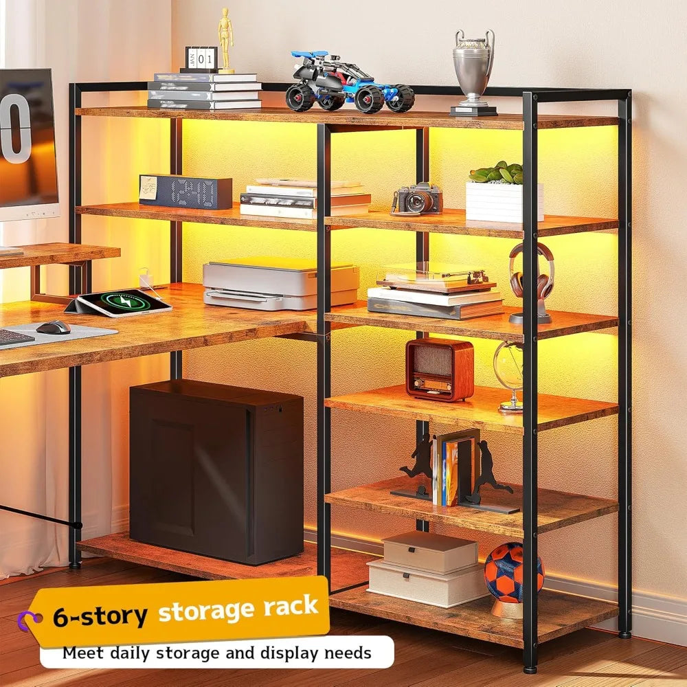 L Shaped Desk With Monitor Stand And Storage Shelves