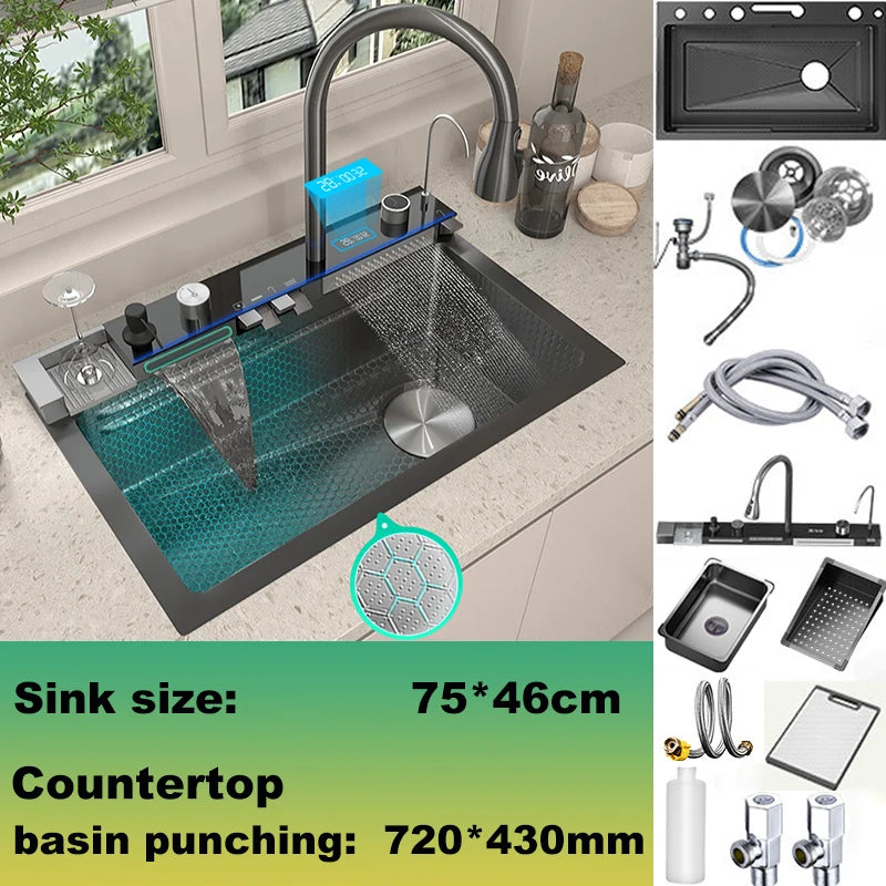 BusySink Stainless Steel Kitchen Sink With Digital Display
