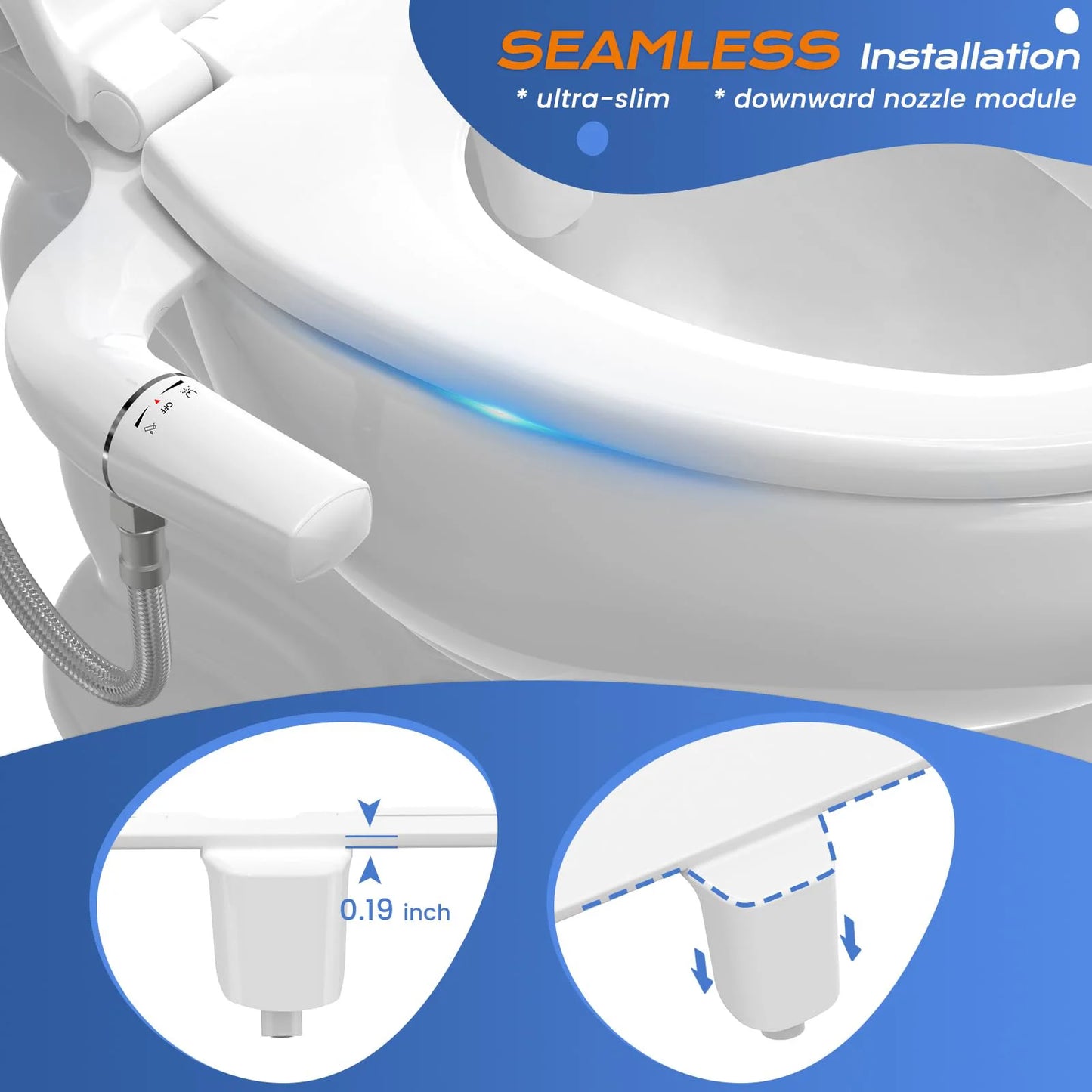 Ultra Slim Bidet Attachment For Toilet Dual Nozzle Self Cleaning