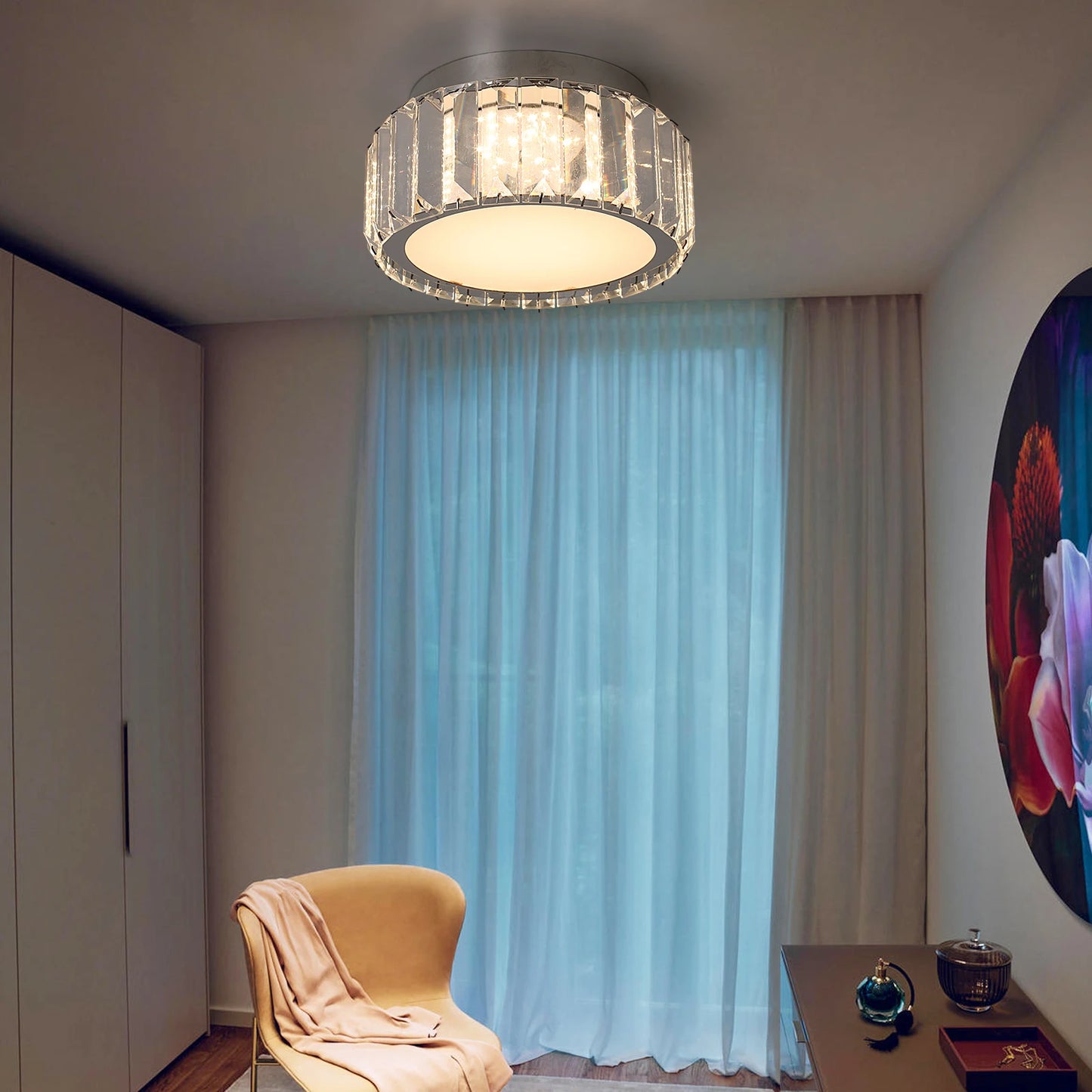 VETRULUS Crystal Ceiling Lamp LED Circle Chandelier for Living Room