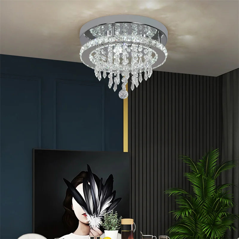 GreeLustr Crystal Led Chandelier For Living Room Dimmable Remote Light