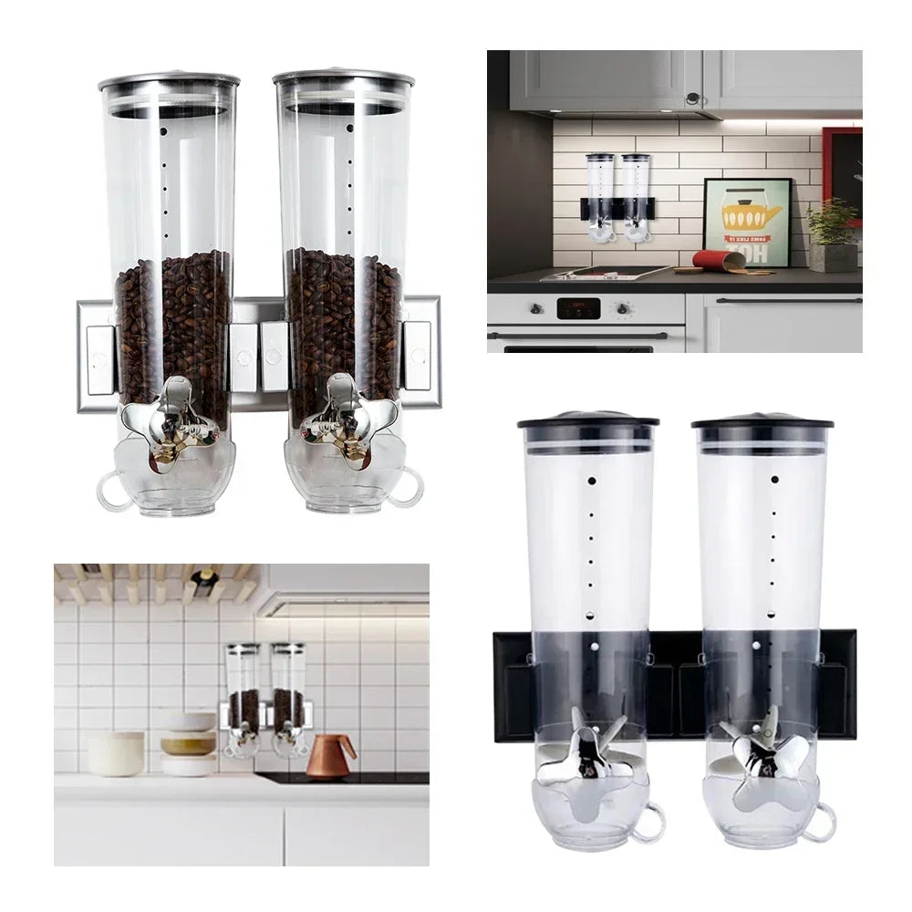 Dual Control Wall Mount Cereal Dispenser For Nuts Coffee Beans
