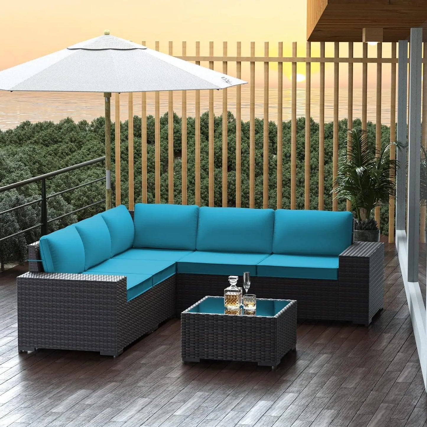 XIAOLANG Outdoor Patio Furniture Conversation Set Weather PE Rattan Wicker