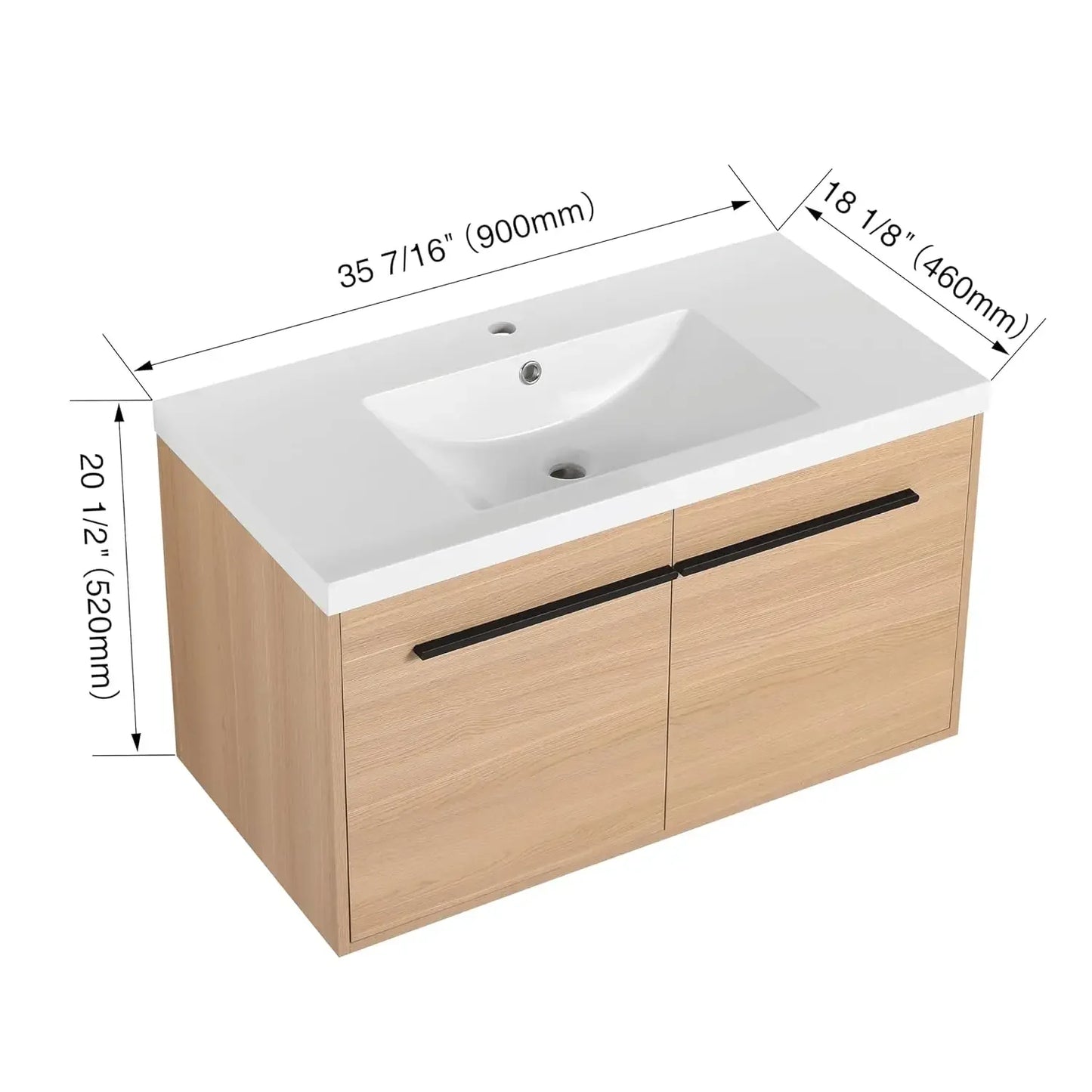 Floating Wall Mounted Vanity With Sink For Bathroom