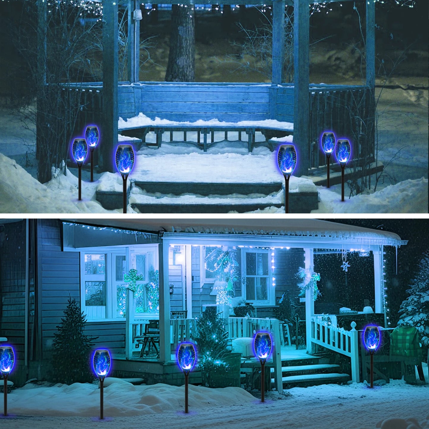 Solar Torch Lights 8 Pack Flickering Flame Waterproof Garden Decor