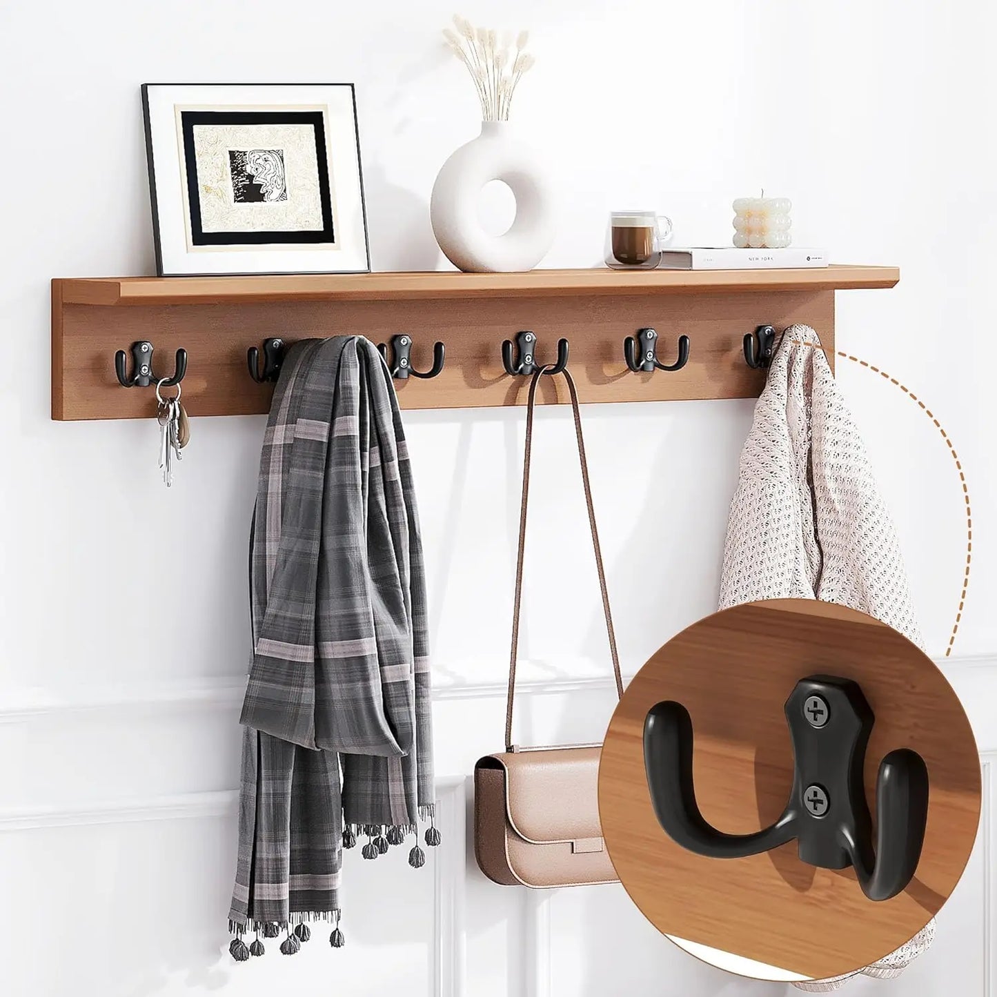 Shoe Bench Coat Rack With Hidden Drawer And 2-Tier Storage