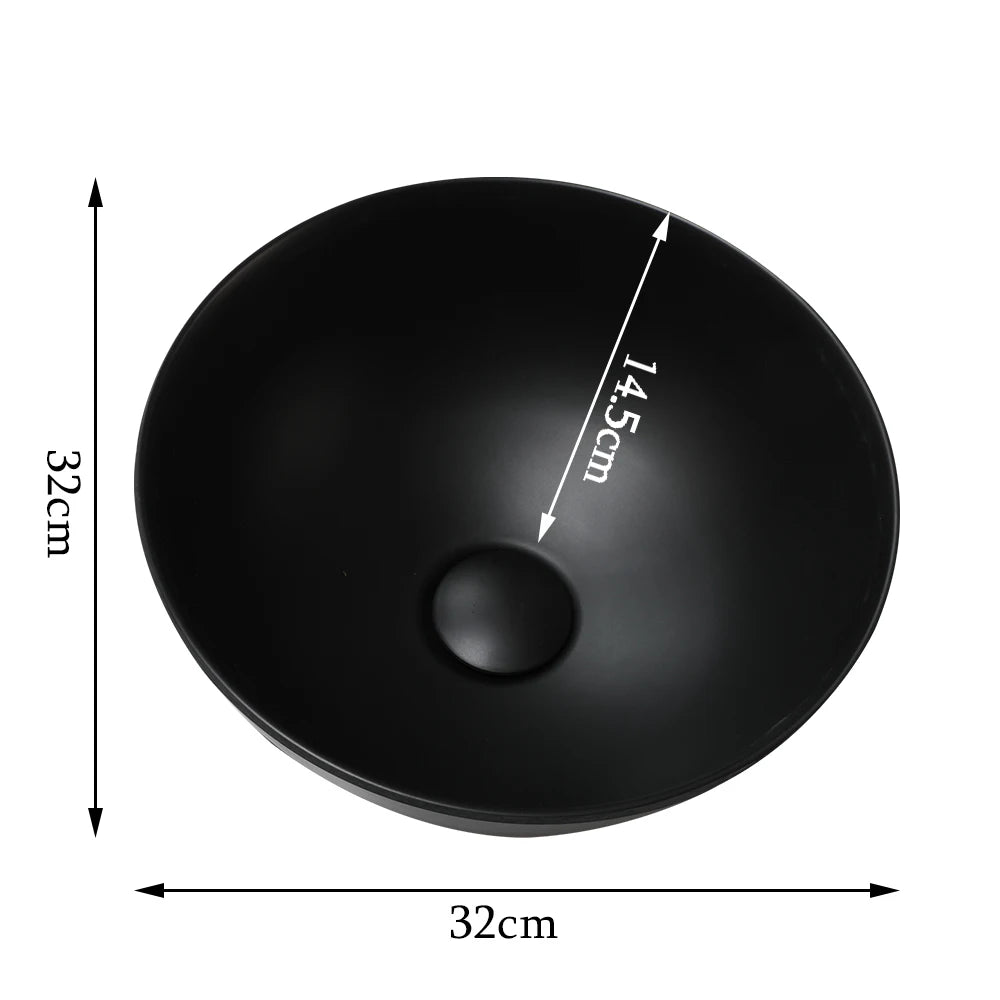 MEKKHALA Round Stone Resin Vessel Sink With Drain Combo Above Counter