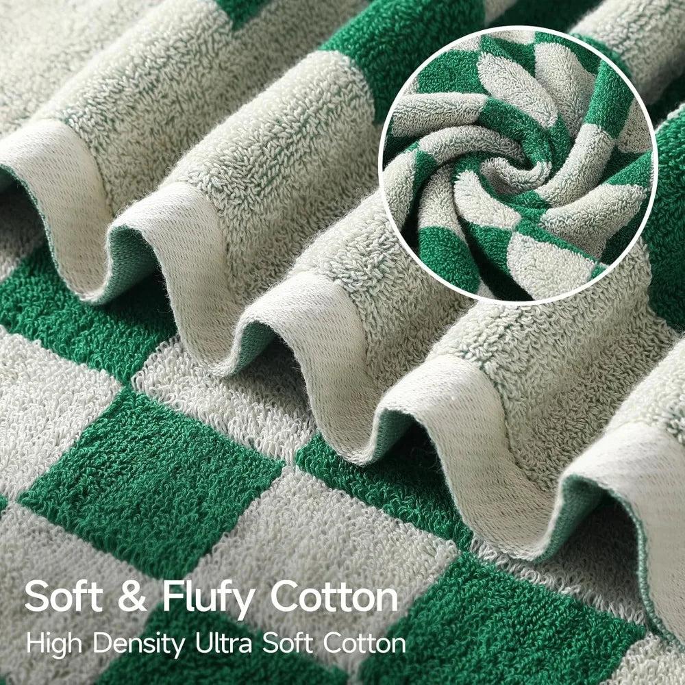 Cotton Bath Towels Set 4 Piece Solid Pattern Highly Absorbent