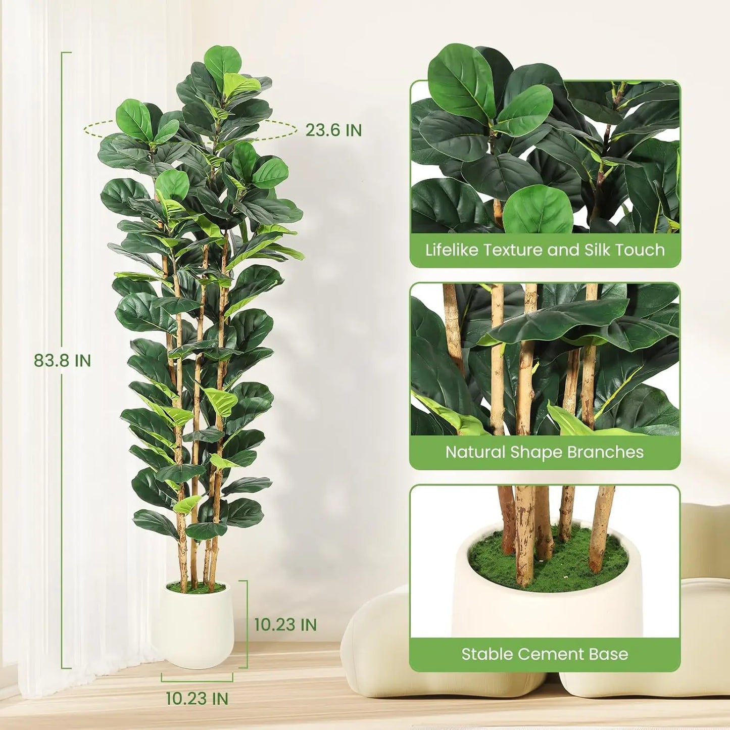 HiMISS Artificial Fiddle Leaf Fig Tree With Pot Decor