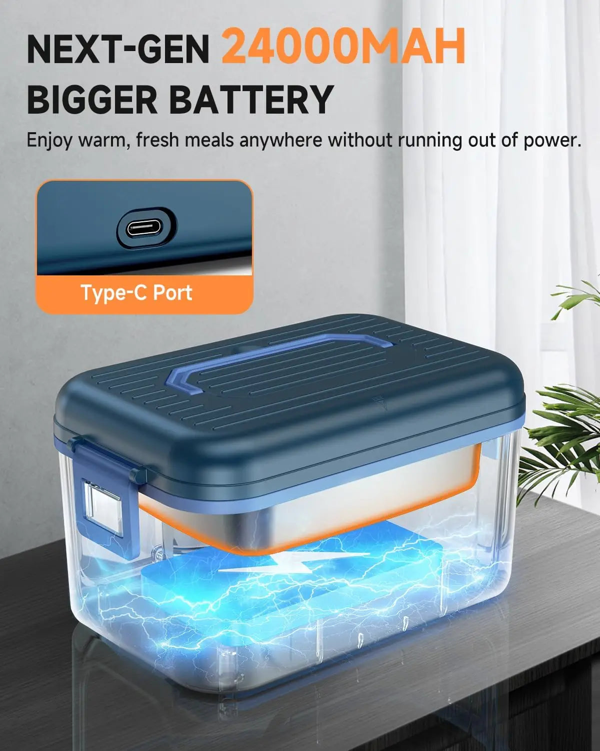 Cordless Electric Lunch Box With Rechargeable Self Heating