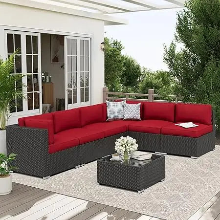 Outdoor Patio Sofa Set Rattan Wicker With Glass Top Table