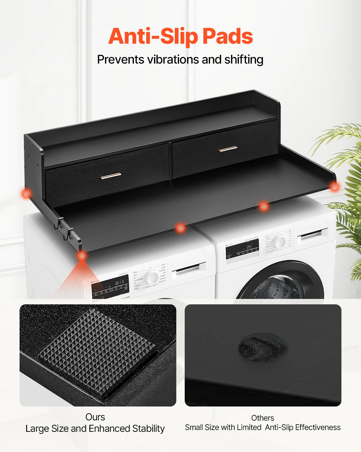 SucceBuy Washer Dryer Countertop Shelf With Drawer For Laundry Room
