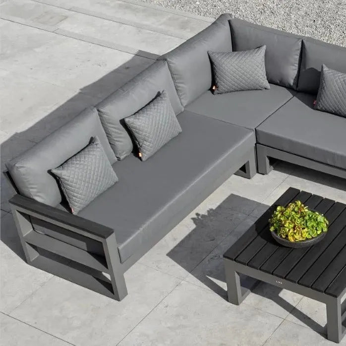 Luxury Aluminum L Shape Corner Garden Sofa Set for Outdoor Patio