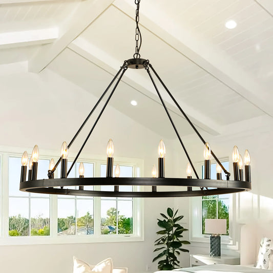 Wagon Wheel Chandelier 16 Light Living Room Modern Rustic Pendant