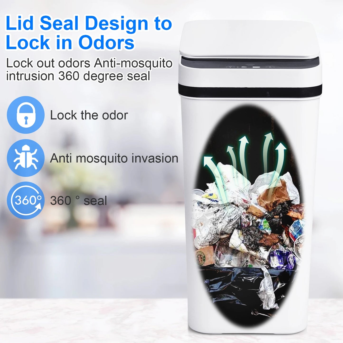 Touchless Bathroom Trash Cans 2 Pack Slim With Lid
