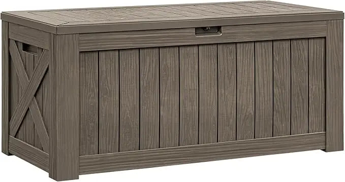 Resin Deck Box Outdoor Storage Box Imitation Wood Resin