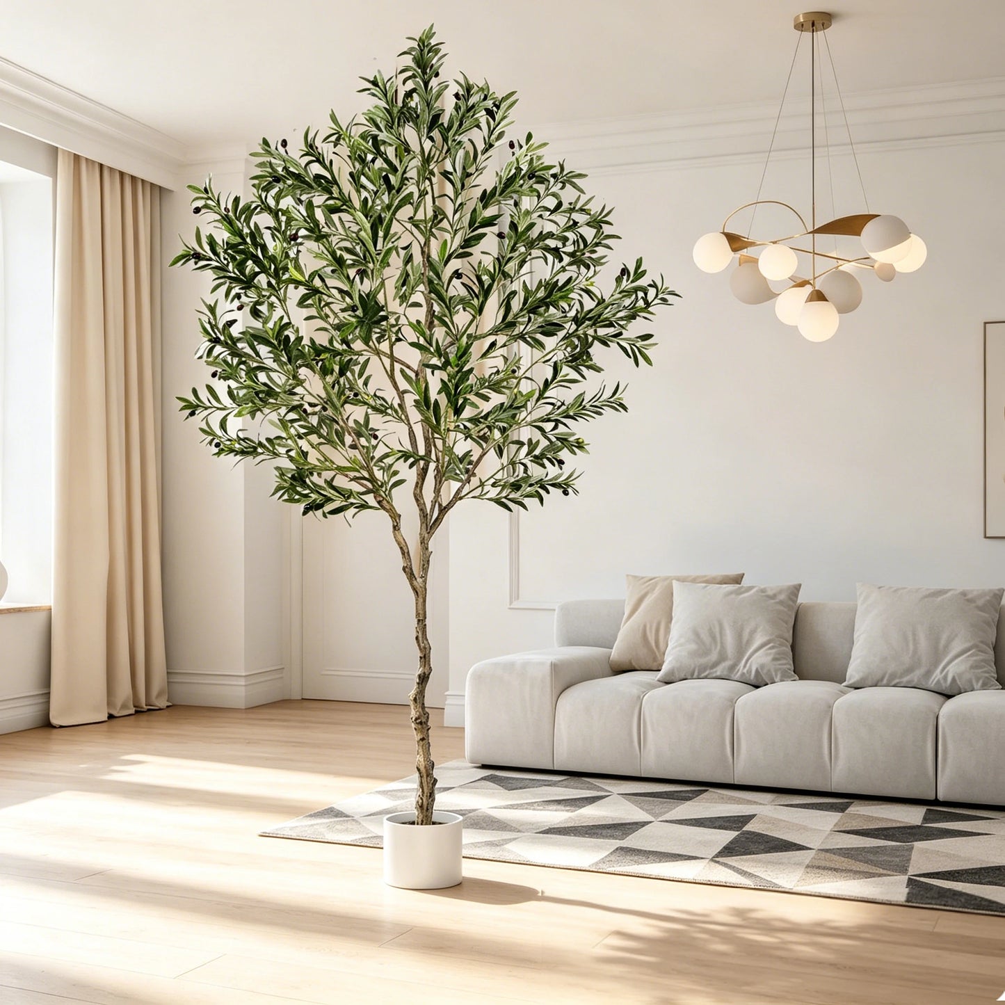 Artificial Olive Tree In Black Pot With Realistic Fruits For Indoor Decor