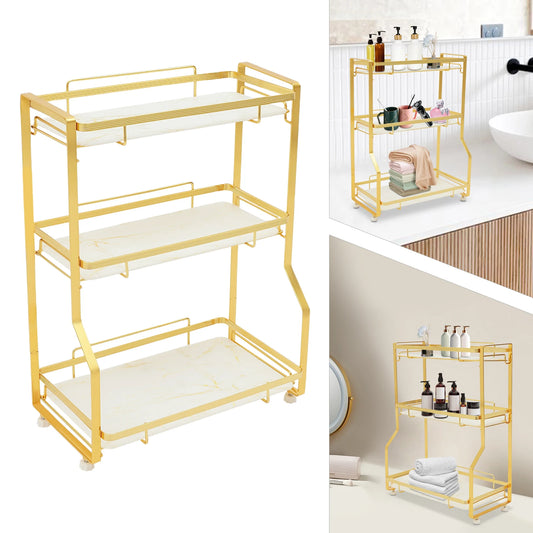 Bymaocar 3 Tier Bathroom Countertop Organizer Metal Storage Shelf For Toiletries
