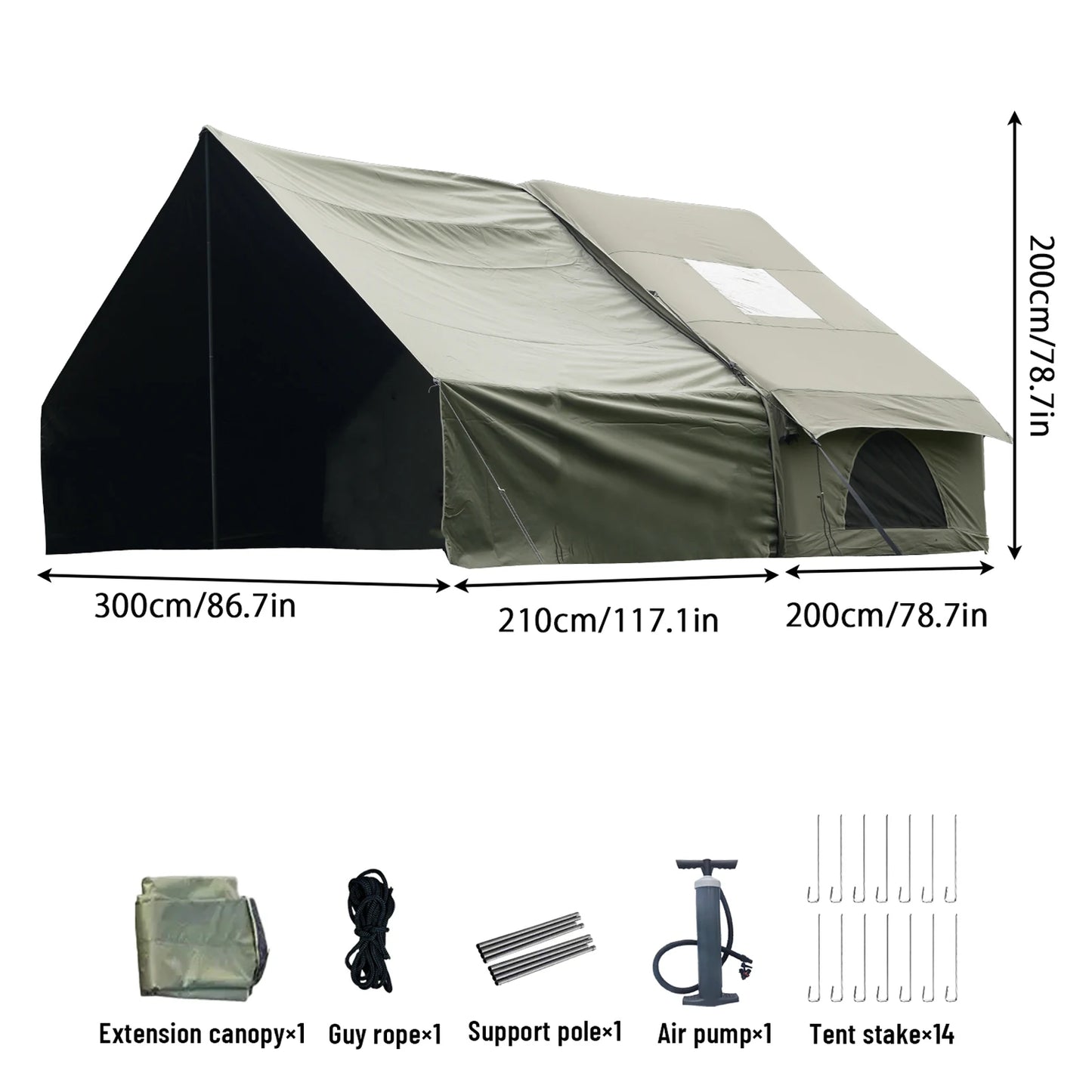 Pakicetus Inflatable Tent With Skylight And Quick Setup Pump