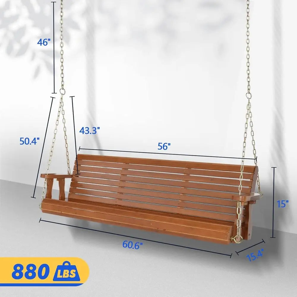 Outdoor Porch Swing Hanging Patio Heavy Duty 880lbs Capacity Backyard Garden